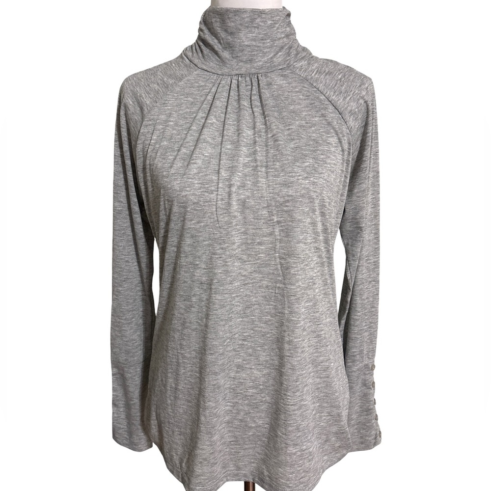Joseph A Heather Gray Long Sleeve Turtleneck Top